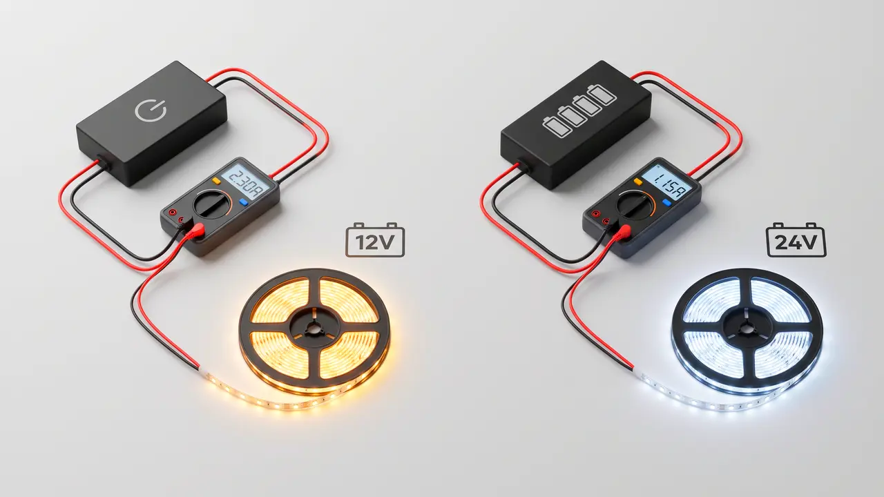 Pomiar poboru prądu taśmy LED 12 V i 24 V