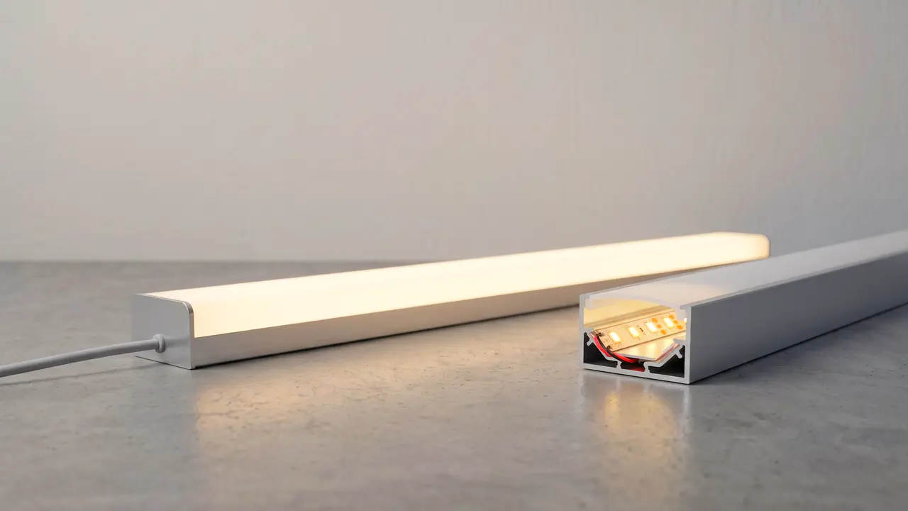 Aluminiowy profil z taśmą LED i mlecznym dyfuzorem