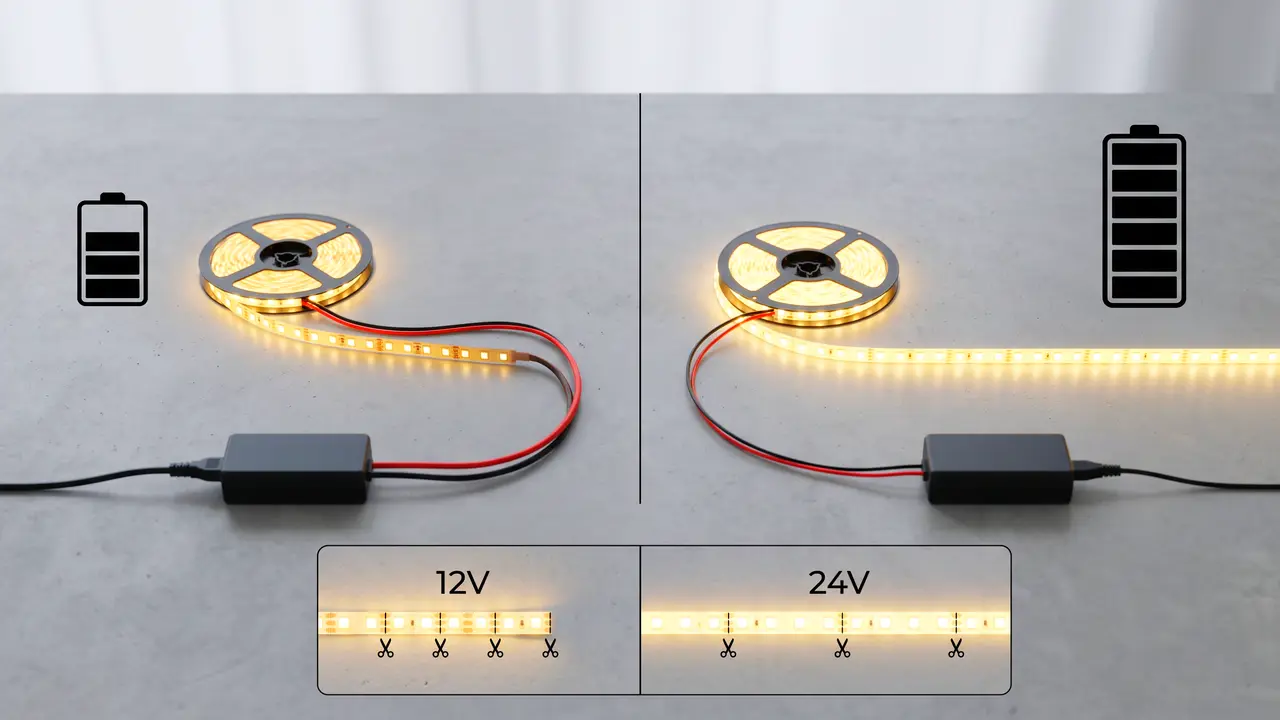 Porównanie taśmy LED 12 V i 24 V